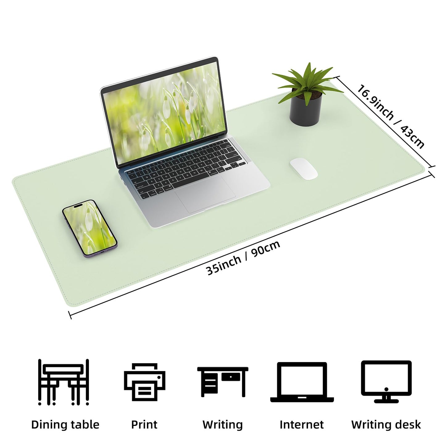 AFIING Cork Desk Mat 35.4" x 17", Dual-Sided Natural Cork & PU Leather Desk Pad, Non-Slip