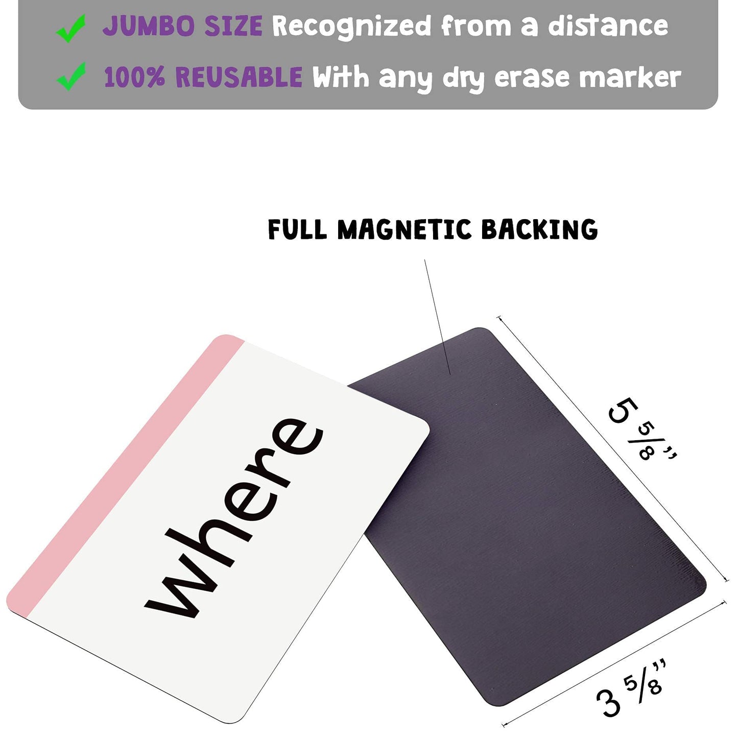Attractivia Pre-K Sight Words Magnetic Flash Cards(Pre-Kindergarten) - 40 Sturdy Large Dolch Cards