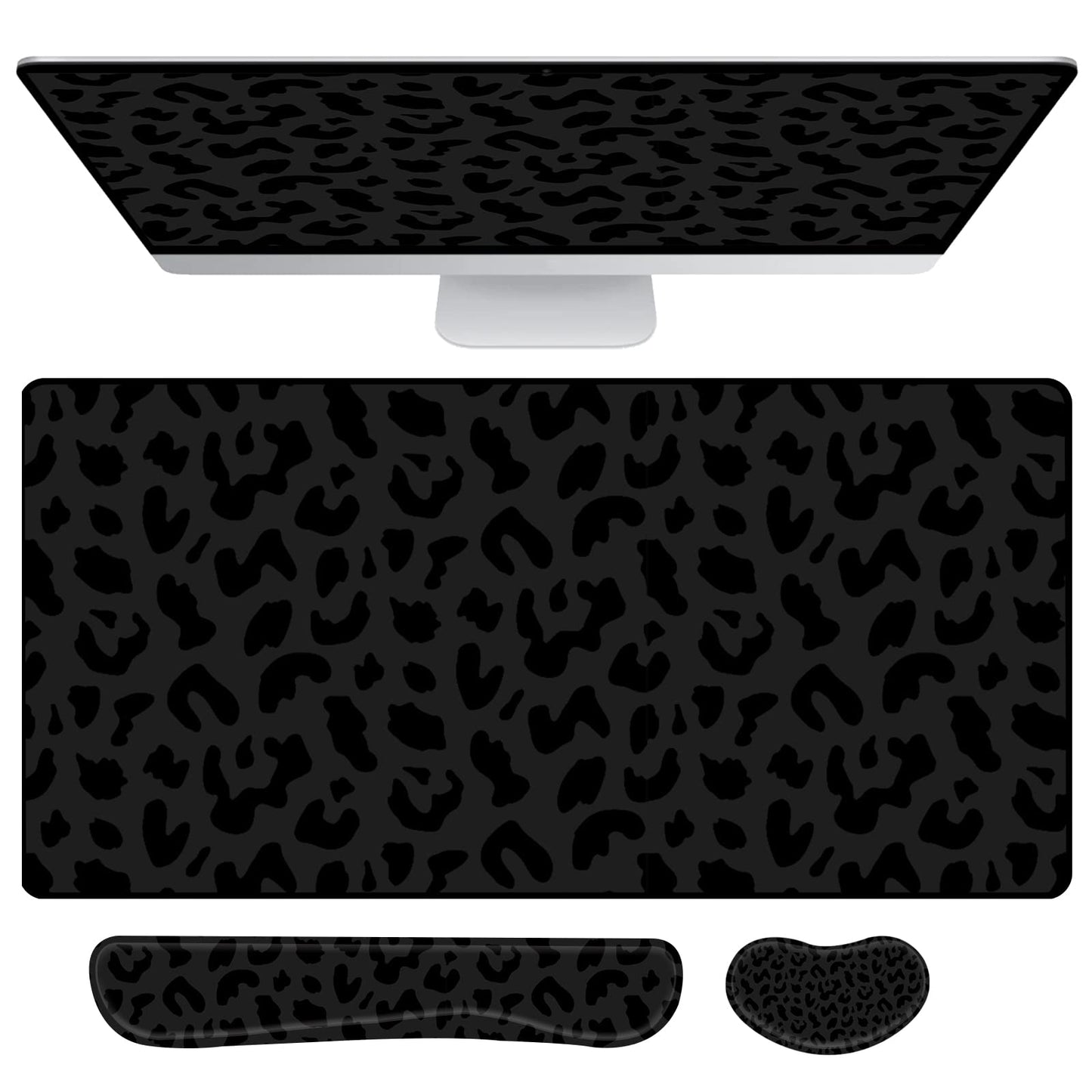 Deokke 3Pcs Large Gaming Mouse Pad Desk Mat,Keyboard Mouse Wrist Rest Support Set,Extended Laptop