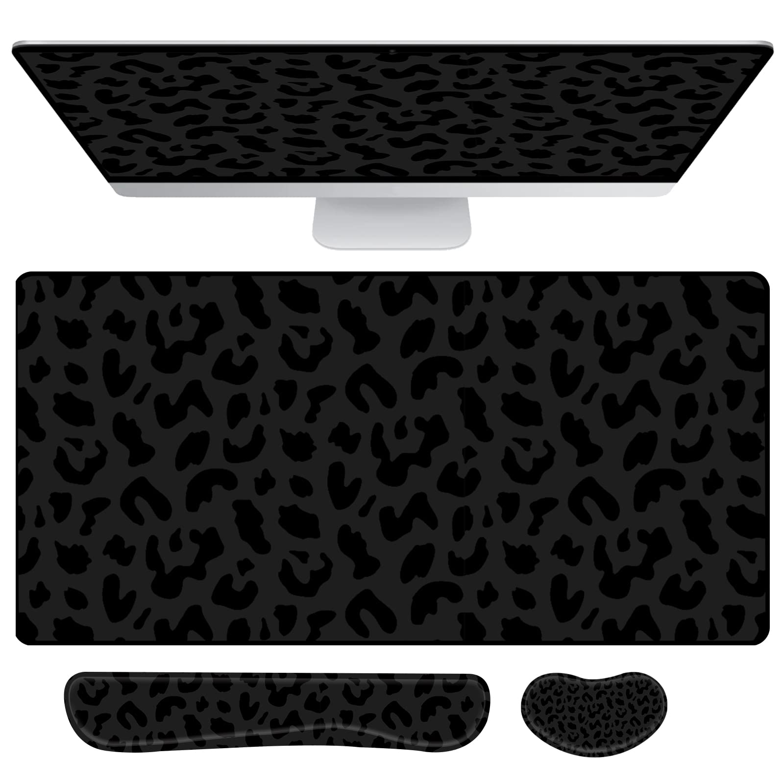 Deokke 3Pcs Large Gaming Mouse Pad Desk Mat,Keyboard Mouse Wrist Rest Support Set,Extended Laptop