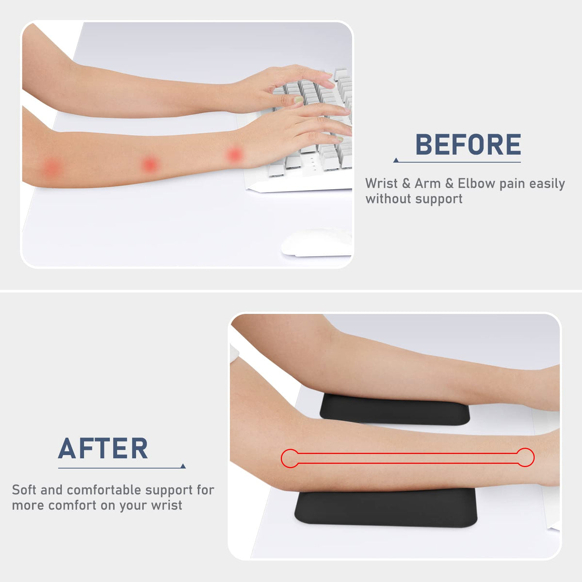 Leolee Elbow Rest Pads for Desk, Black Ergonomic Wrist Rest Arm Rest Pads