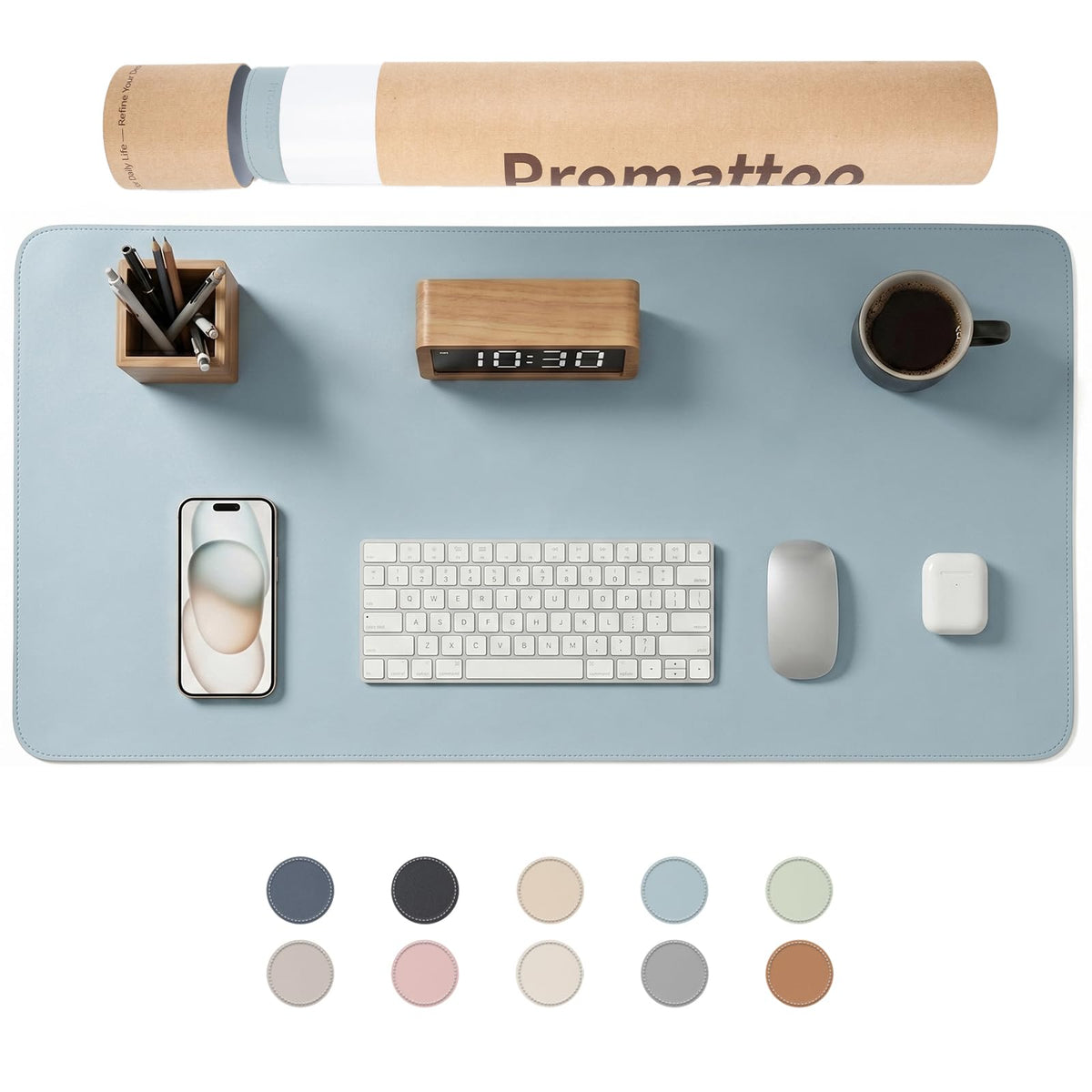 PROMATTOO Large Desk Pad Non-Slip Desk Mat Protector for Keyboard Mouse Waterproof Vegan Leather