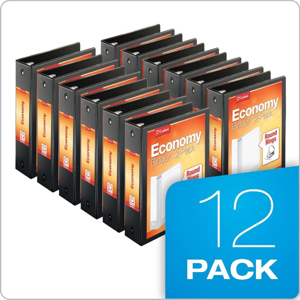 Cardinal Economy 3-Ring Binders, 3", Round Rings, Holds 625 Sheets, ClearVue Presentation View