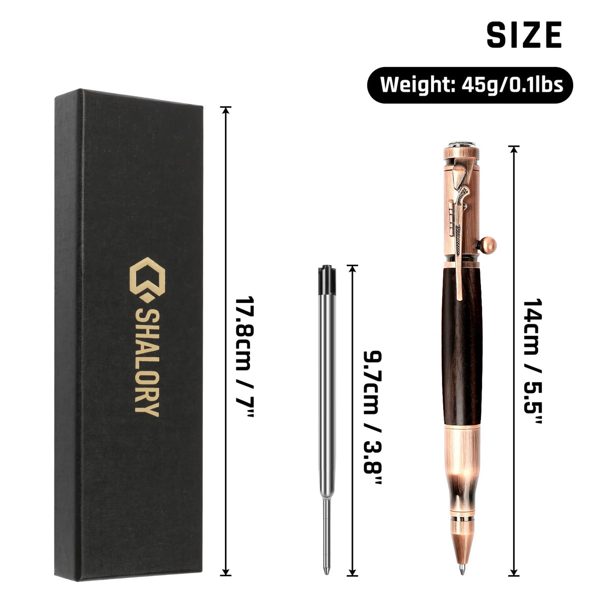 SHALORY Bolt Action Pen with Compass & Extra Refill,Birthady Gift Cool Gadgets for Men Wooden