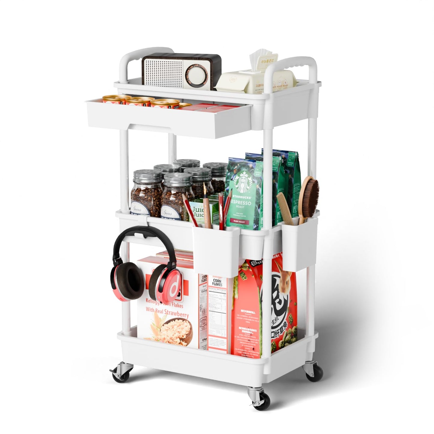 Sorgion 3 Tier Rolling Cart Organizer,Laundry Room Bathroom Organizers and Storage Office Shelves