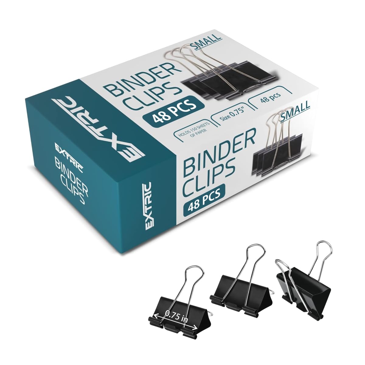 Binder Clips - 48 Small Binder Clips, 0.75 Inch Black Paper Clamps, File Clip for Home, Office and