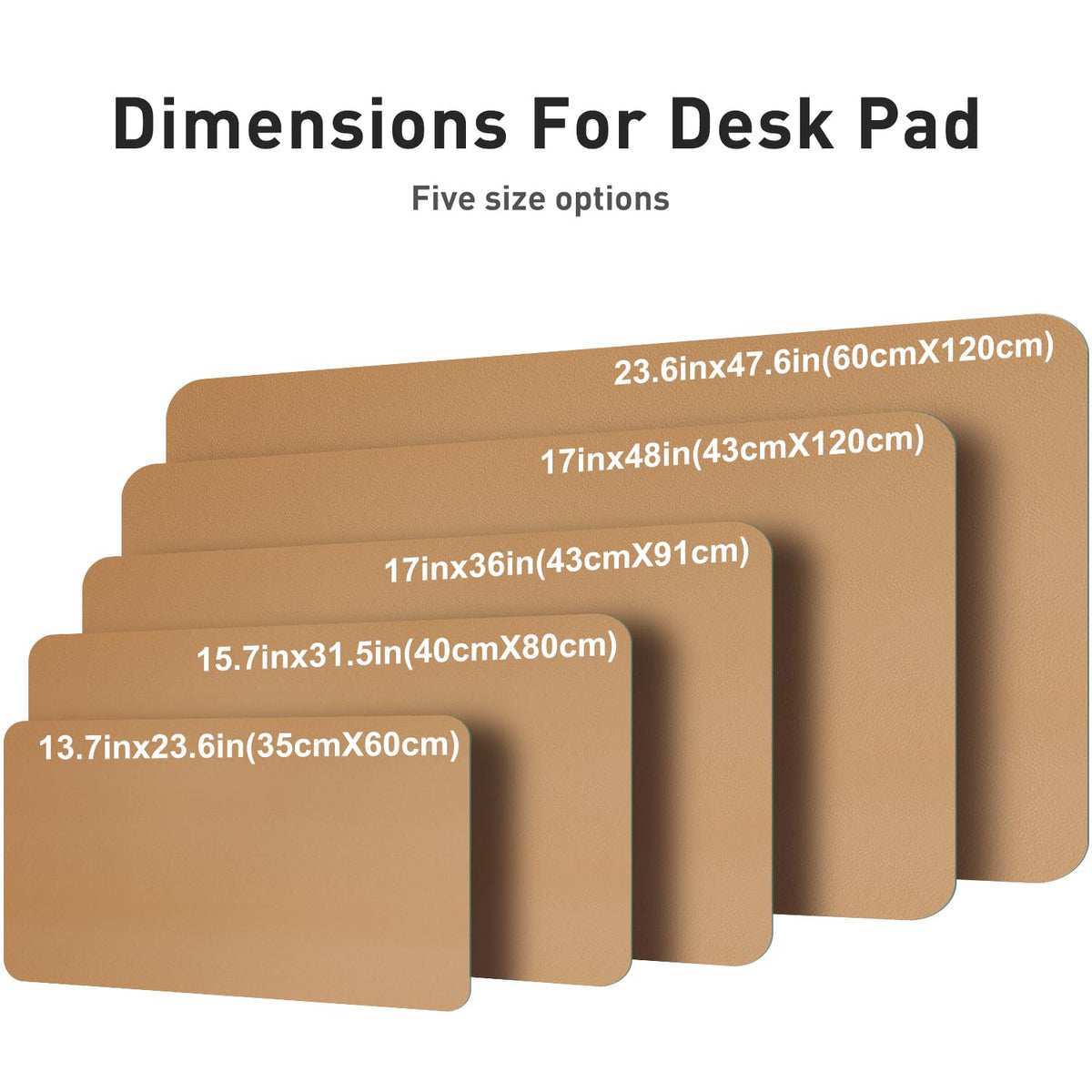 Aothia Faux Leather Desk Mat, Waterproof Desk Pad (Khaki, 48" x 17")