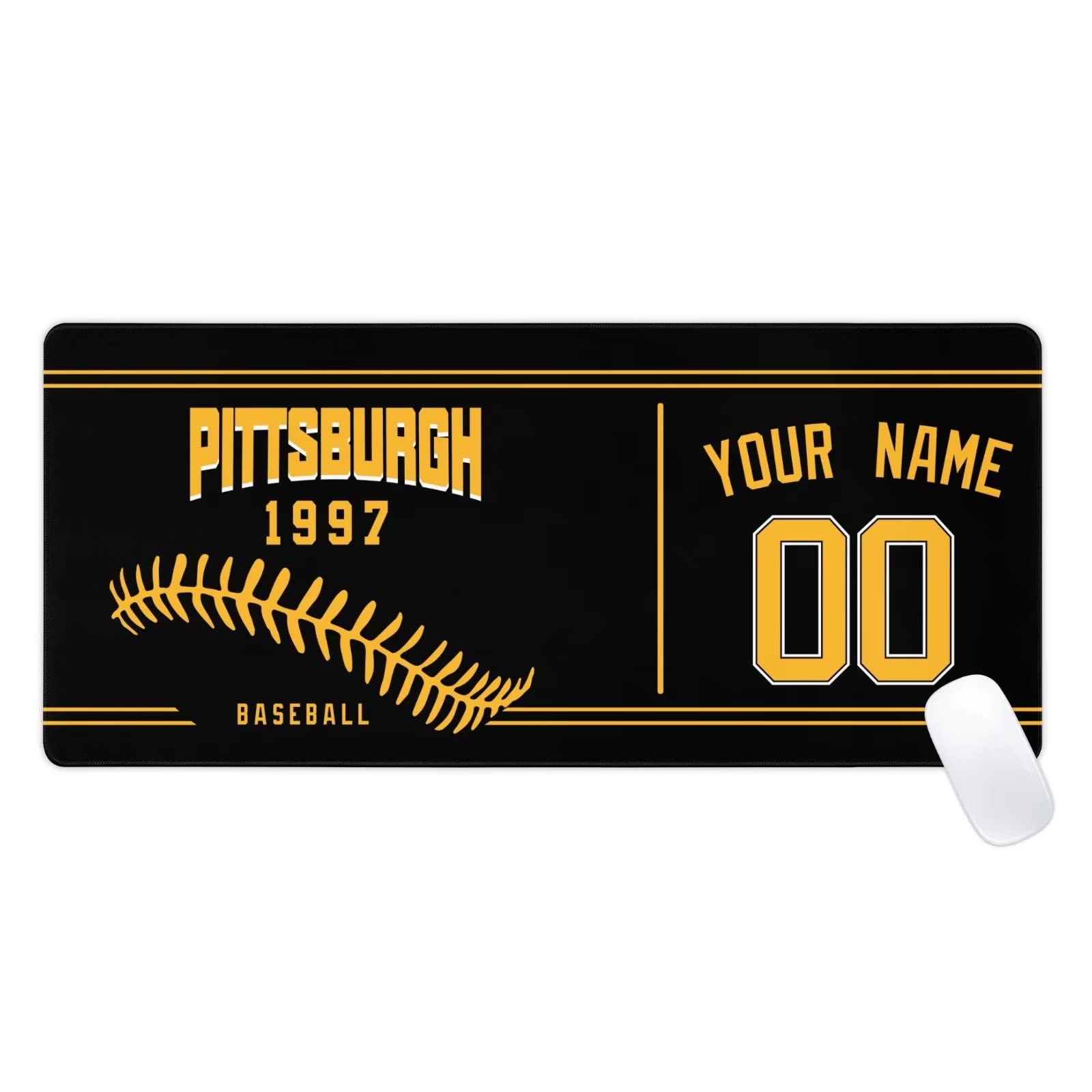 Pittsburgh Mouse Pad Custom Any Name and Number Personalized Desk Pad for Men Women Youth Gifts