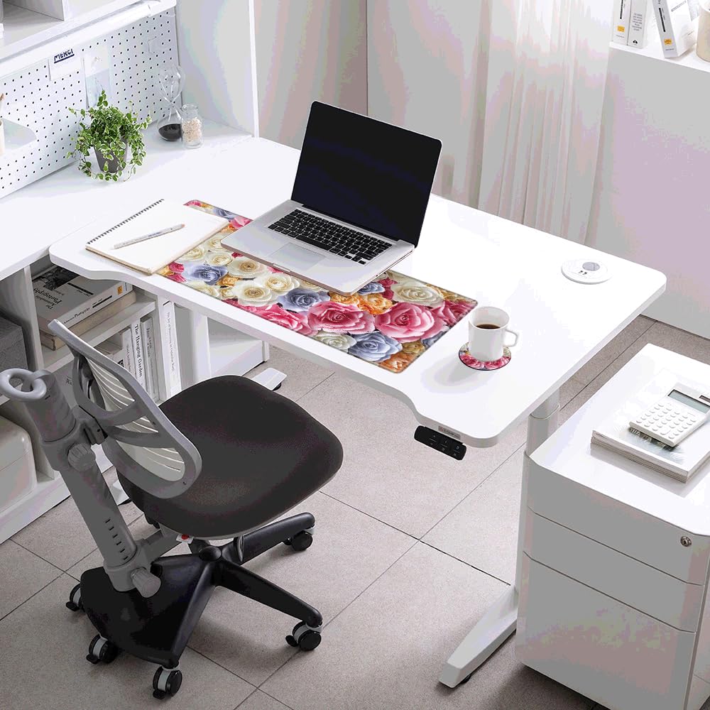36x12 Desk Mat Pink Rose Mouse Pad Gaming Long Desk Pad Large Mousepad XXL Mouse Mat Extended