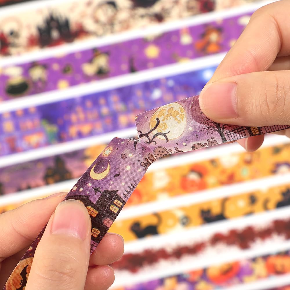 icceemee Halloween Washi Tape Set 36 Rolls, Vintage Pumpkin Ghost Bat Spider Witch Decorative