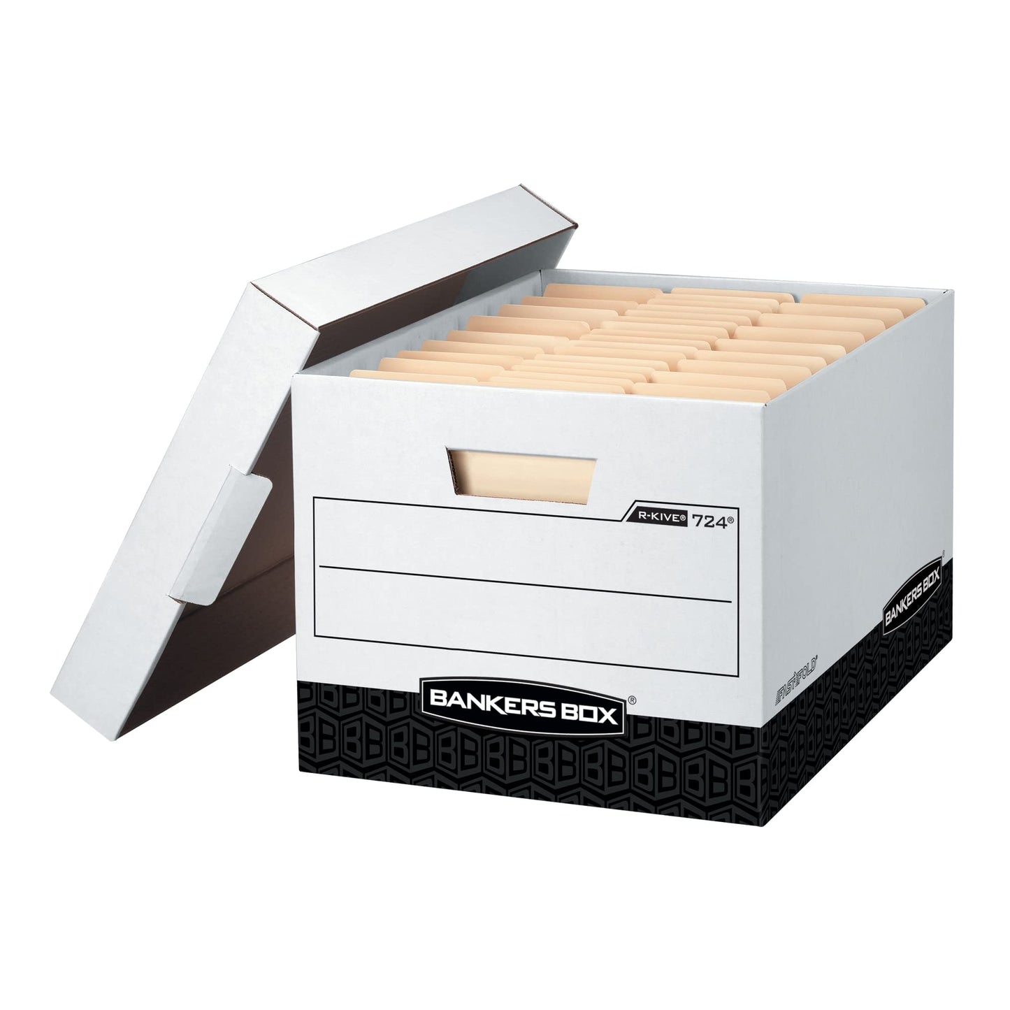 Bankers Box 12-Pack R-Kive Heavy Duty File Storage Boxes with Lids, FastFold Assembly