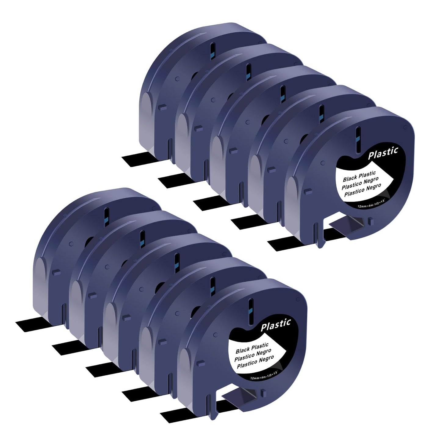 USUPERINK 10 Pack Compatible for Dymo Label Maker Refills 913318 White on Black Plastic Label Maker
