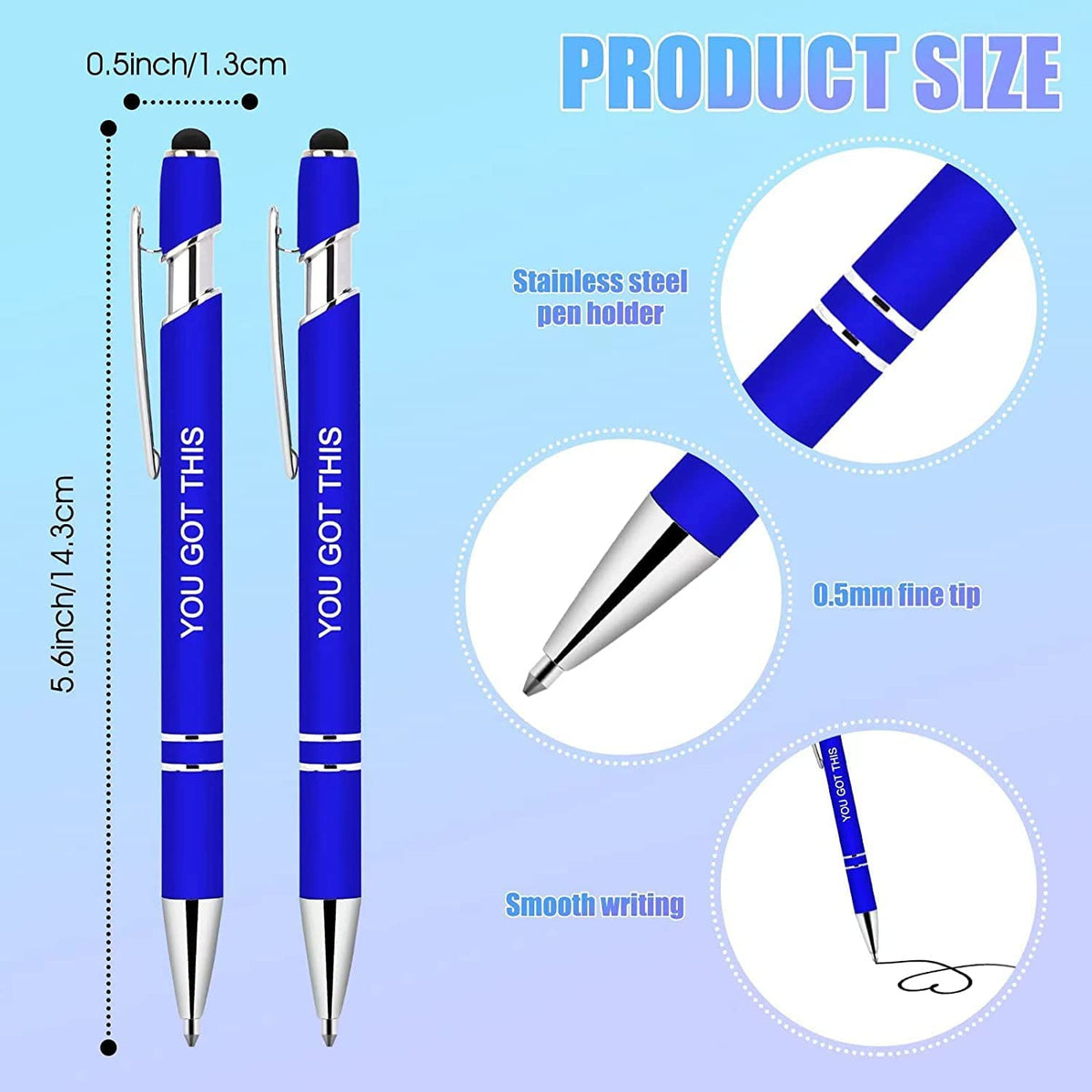 Greengines 100 PCS Inspirational Pens Bulk with Stylus Tip Gifts Black Ink