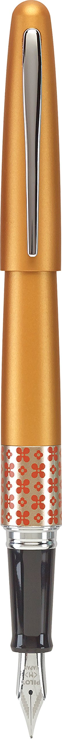 PILOT MR Retro Pop Collection Fountain Pen in Gift Box, Orange Barrel with Flower Accent, Fine