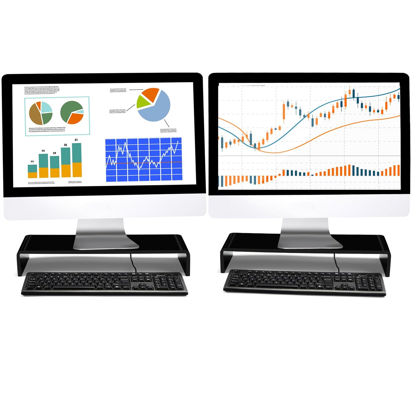 Jetec 2 Pcs Acrylic Monitor Stand Desktop Computer, Black, 20 x 8 x 3 Inch
