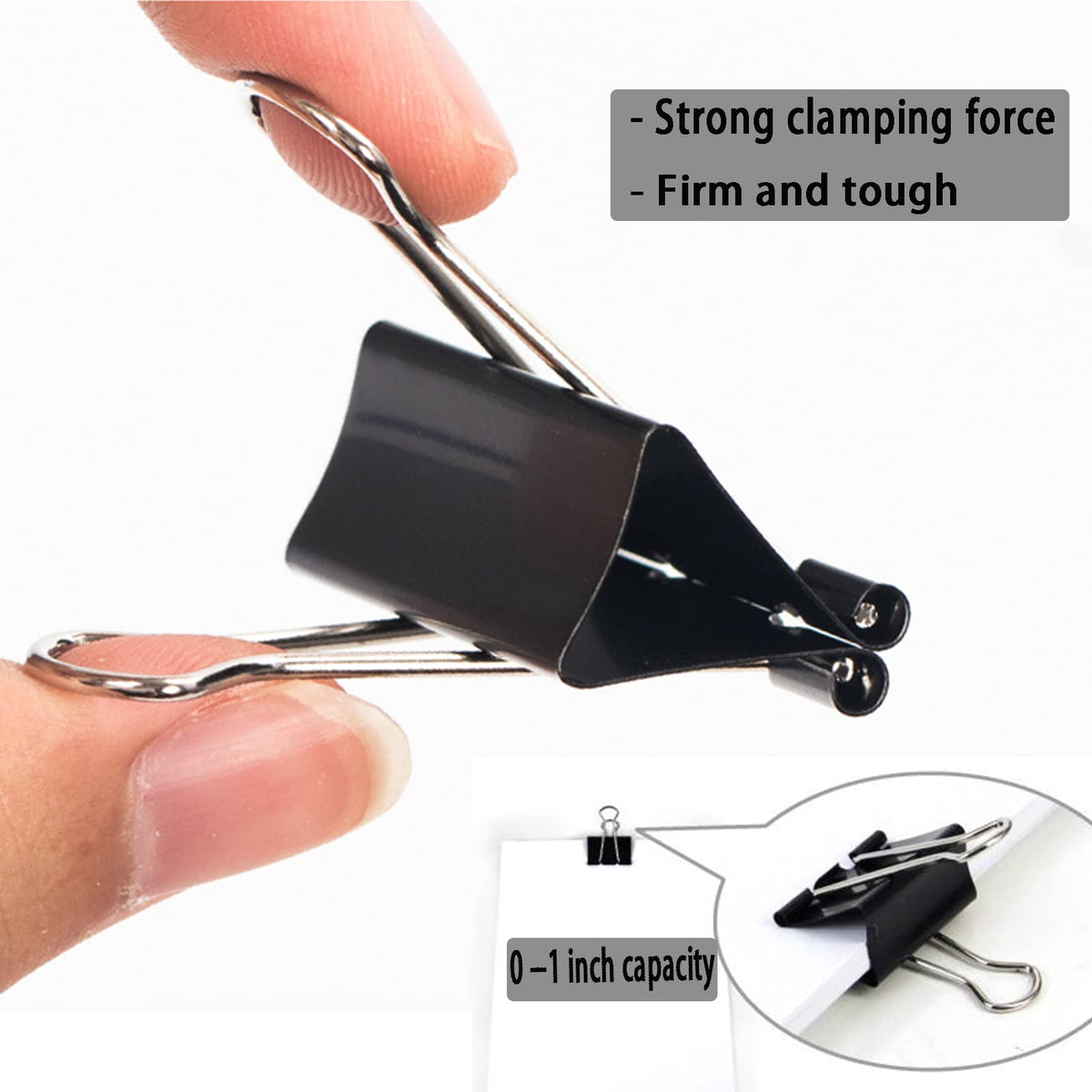 Large Binder Clips 2 Inch (60 Pack), Black