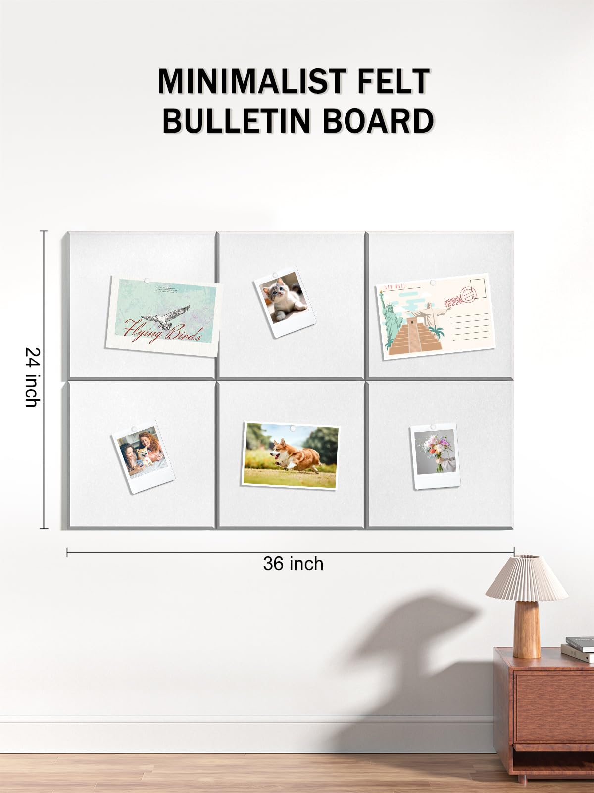 Hsurbtra Large Cork Board for Wall 36 x 24 Inch, 6 Pack Felt Bulletin Notice Board with Pushpins