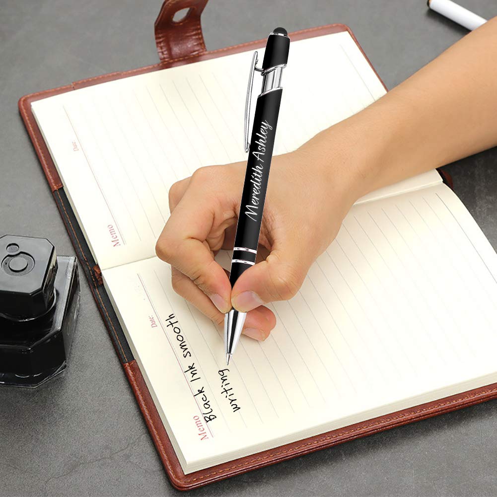 Aolun Personalised Pen,Custom Engraved Ballpoint Pen with Stylus,Soft Touch Metal,Enter Name,Logo