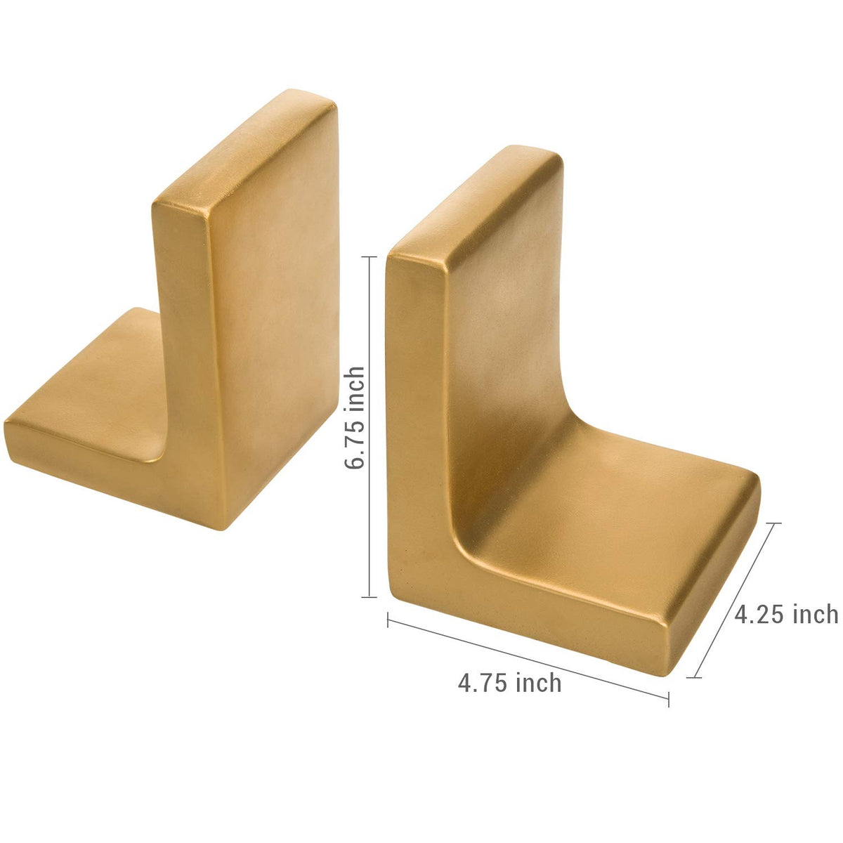 MyGift Modern Gold Concrete Office Bookshelf Decor Bookends for Heavy Book and Textbooks, Desktop