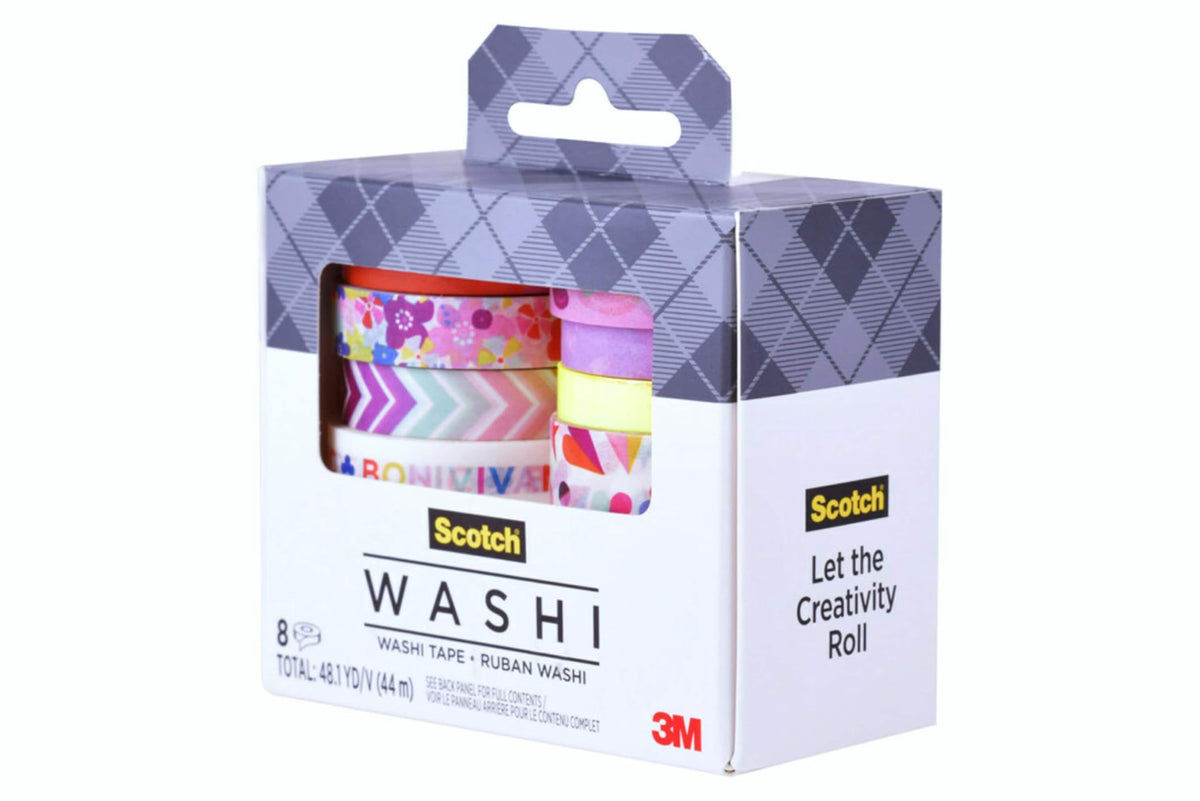 Scotch Expressions Washi Tape, 8 Rolls, Assorted Sizes & Colors