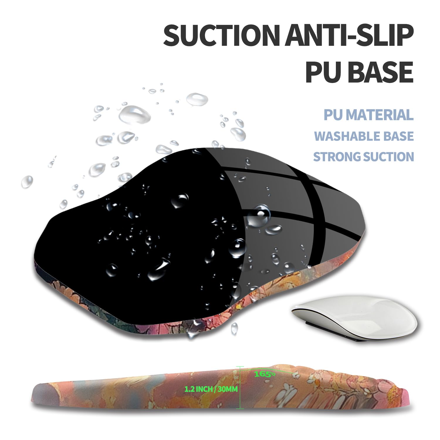 Gleamtide Ergonomic Raised Mouse Pad Wrist Support with Bilateral Slope Memory Foam Mousepad for