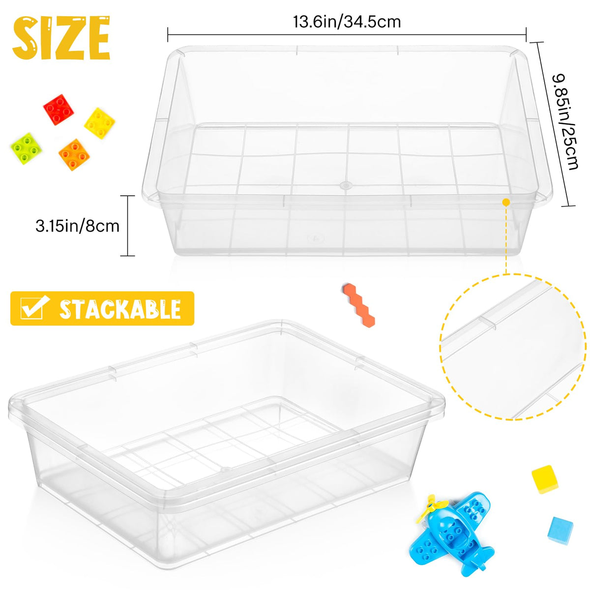 Hoteam 10 Pack Flat Bins Paper Trays,Clear,13.78 X 9.84 X 3.15 Inch