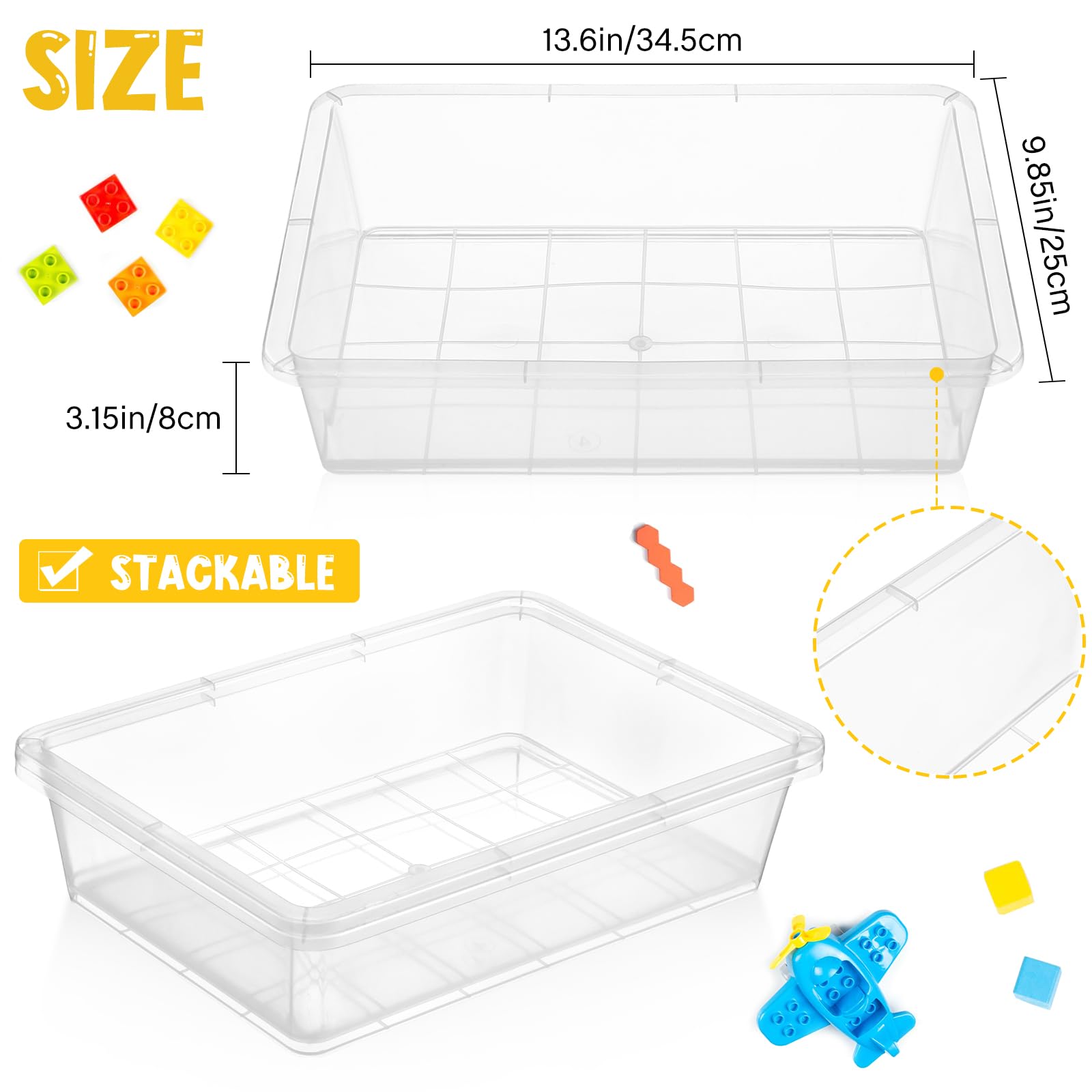 Hoteam 10 Pack Flat Bins Paper Trays,Clear,13.78 X 9.84 X 3.15 Inch