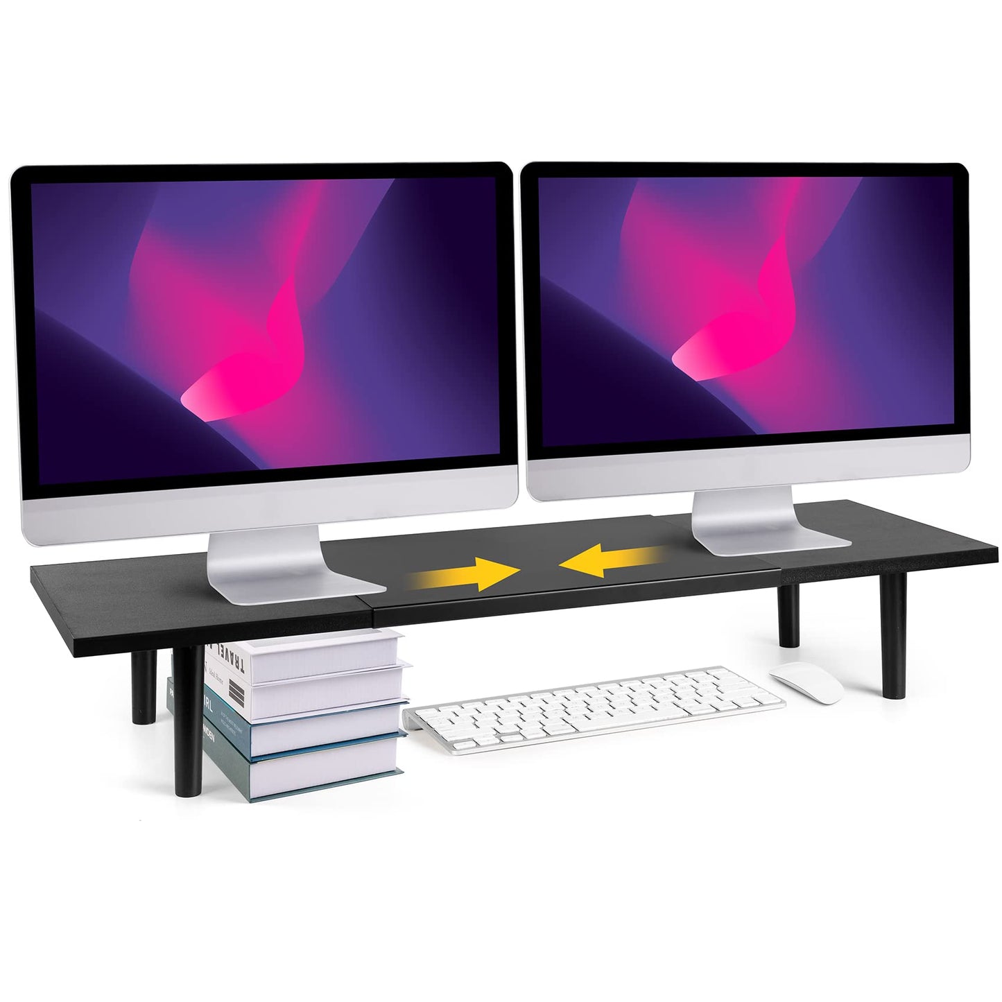 Across-Star Dual-Monitor-Stand-Riser-For-Desk Adjustable Length 32-40 Inch，Large Desktop Computer