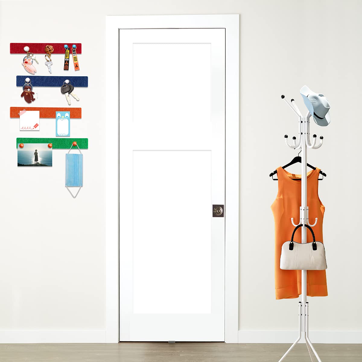 GoTiling Cork Board for Walls - 8 Pack Felt Pin Board Bar Strips - Self-Adhesive Lightweight