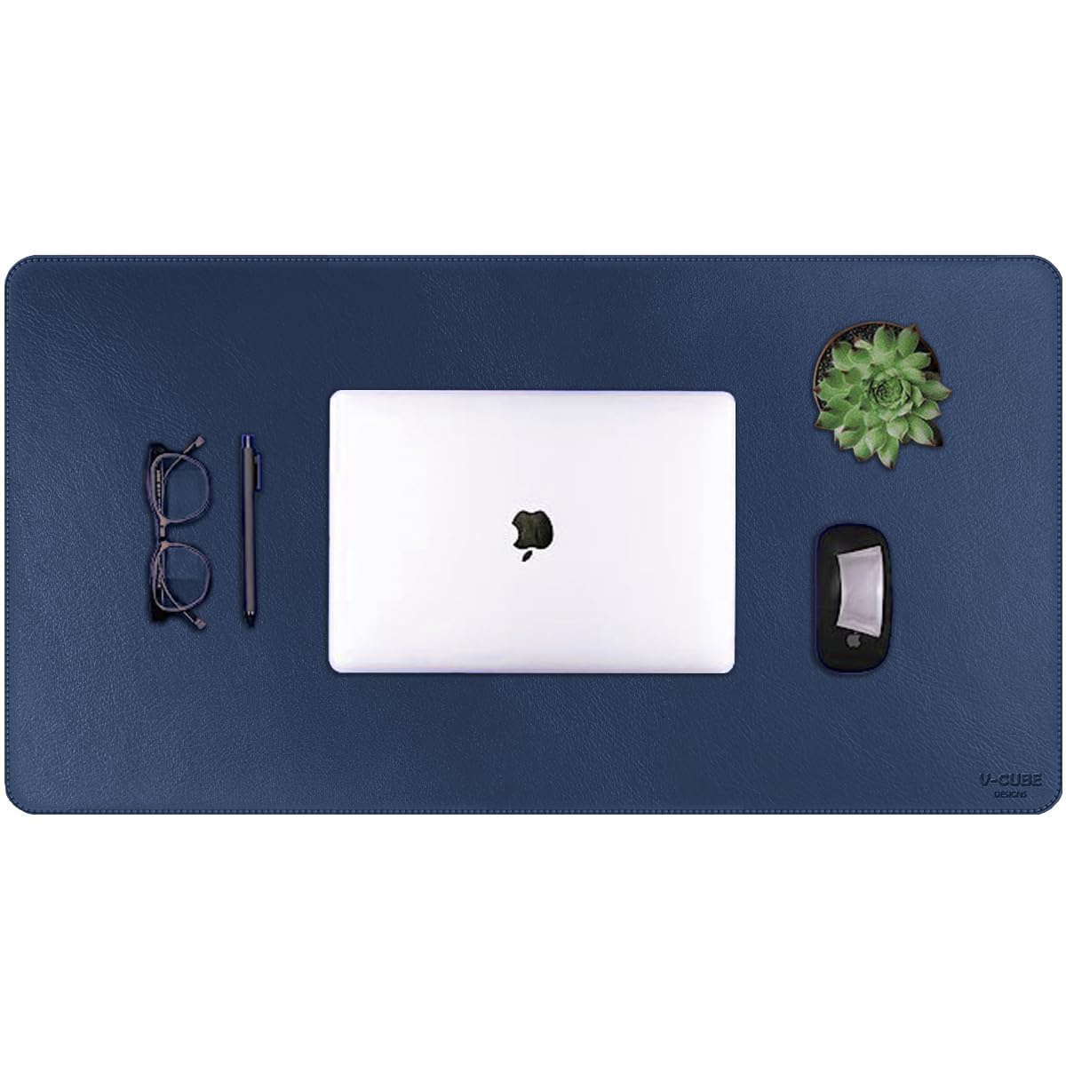 V-CUBE Designs Desk Mat|75X40cm|2.4mm Thick(Padded)|Premium Vegan Leather Laptop Mat/Extended Mouse