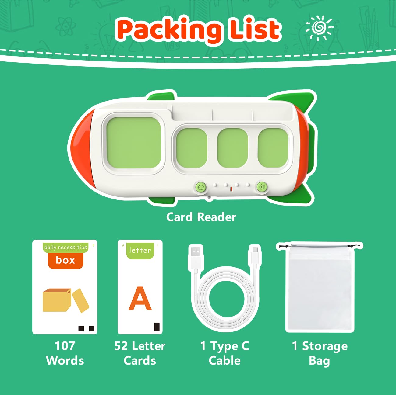 QuTZ Talking Flash Cards – CVC Word Spelling Games, Preschool Learning Activities Learning Toy, 107