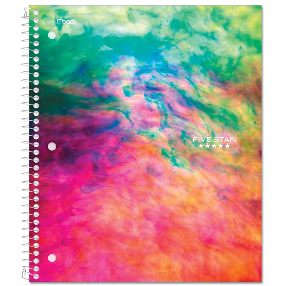 Five Star Spiral Notebooks, 1 Subject, College Ruled, 11" x 8-1/2", Cute Designs Bright Colors, 3