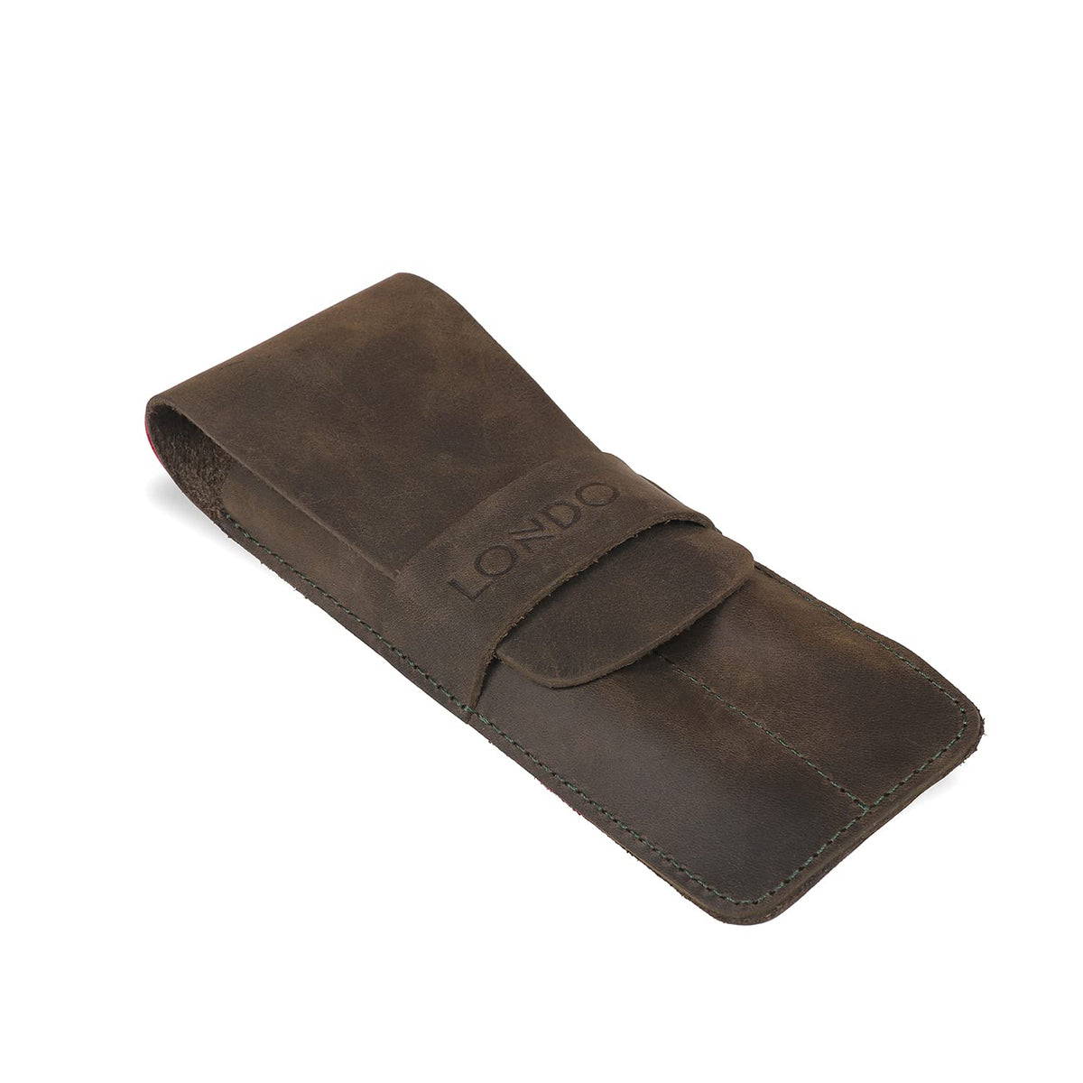 Londo Genuine Leather Pen and Pencil Case with Tuck in Flap, Stationery Bag - Two compartment