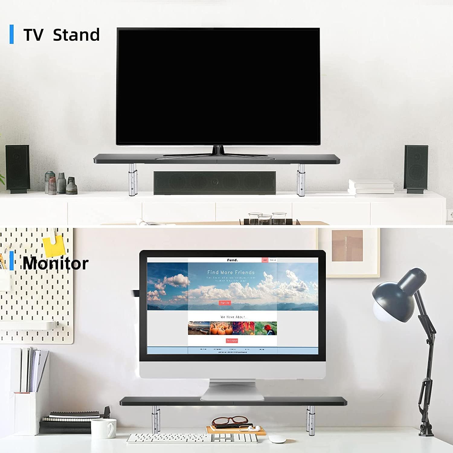 suptek Dual Monitor Stand Riser,Large Monitor Laptop Stand Riser 3 Adjustable Heights Computer