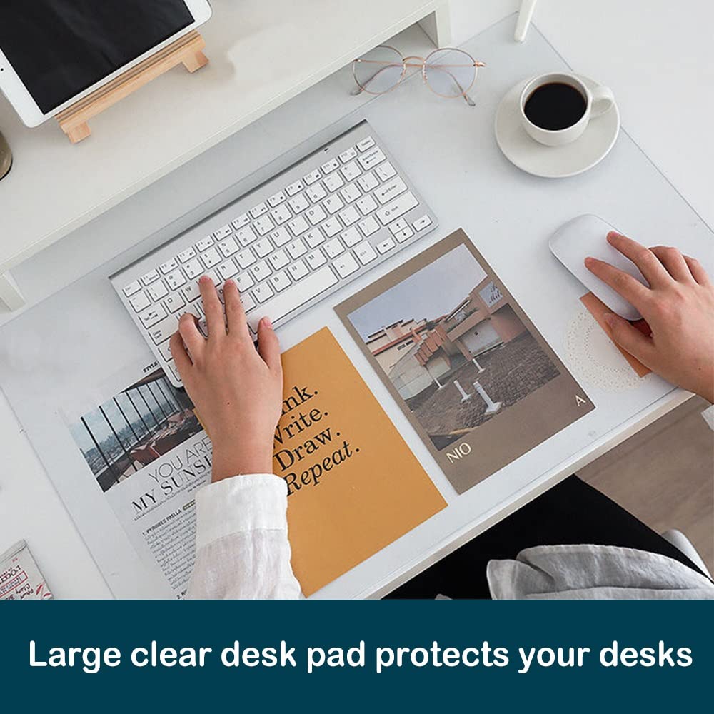 Desk Mat Clear Plastic Office Home Table Pad Blotter Mats Writing Desk Topper Protector with Mouse