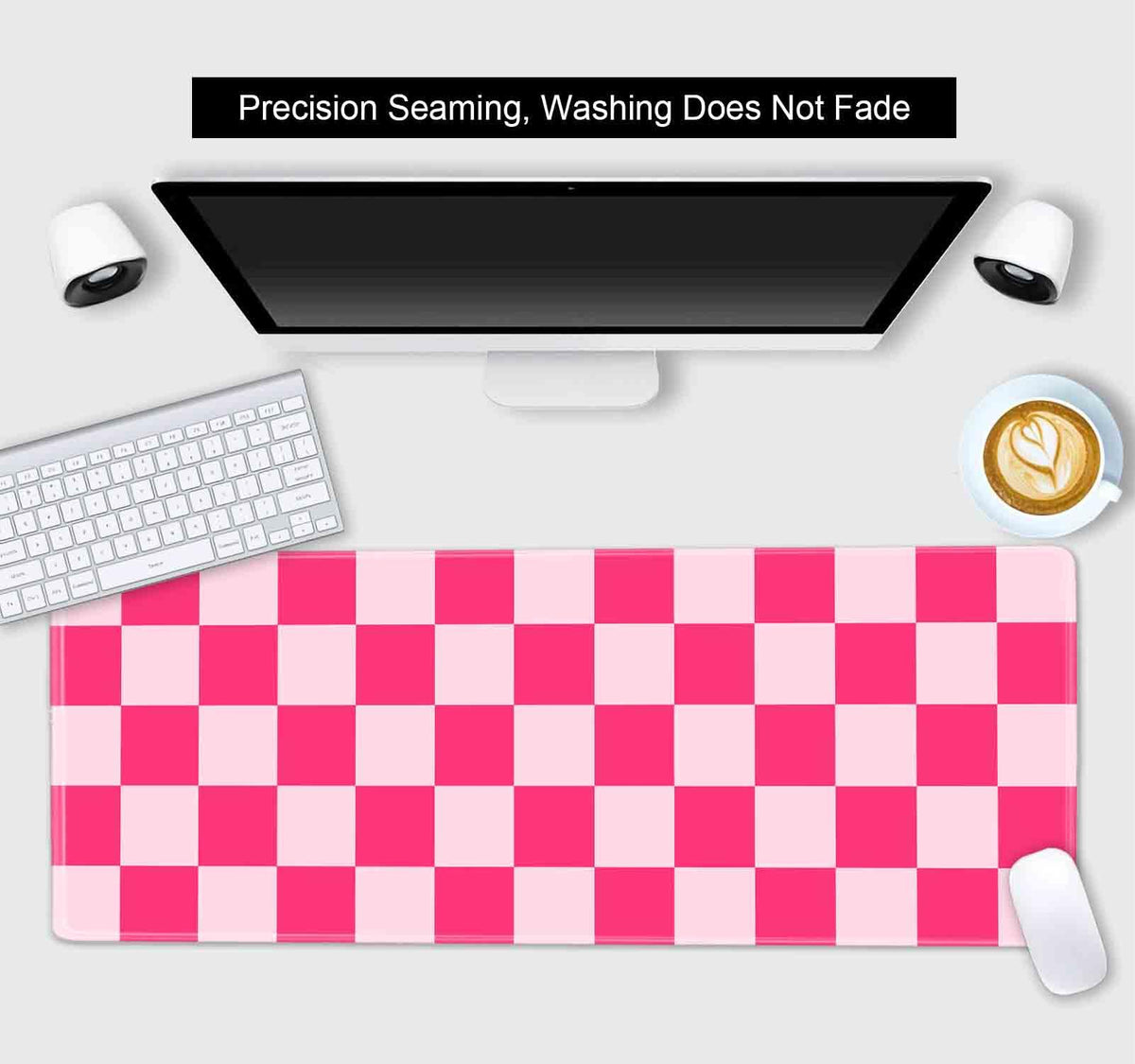SXCKANG Hot Pink Cool Large Gaming Mouse Pad XL, Aesthetic Checkered Desk Pads, Computer Extended