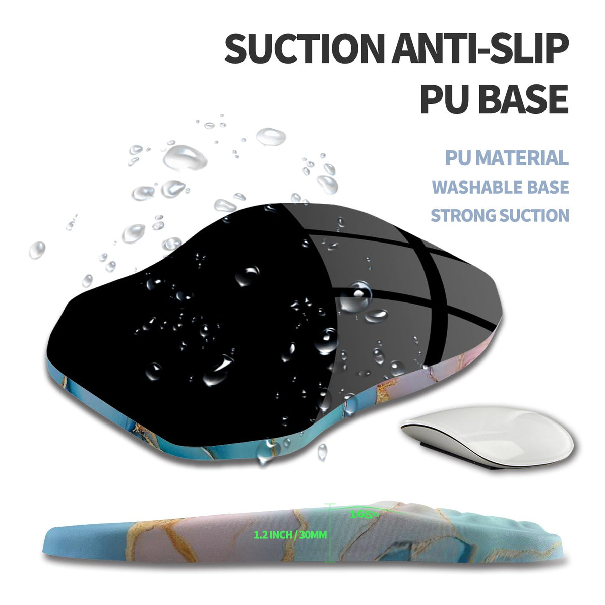 Gleamtide Ergonomic Raised Mouse Pad Wrist Support with Bilateral Slope Memory Foam Mousepad for