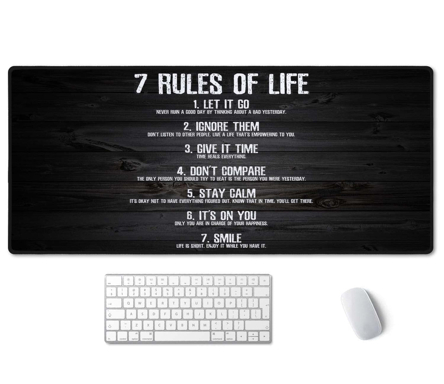 SSOIU 7 Rules of Life Motivational Quotes Mouse Pad 35.5 X 15.7 Inch XXL Full Desk Mousepad