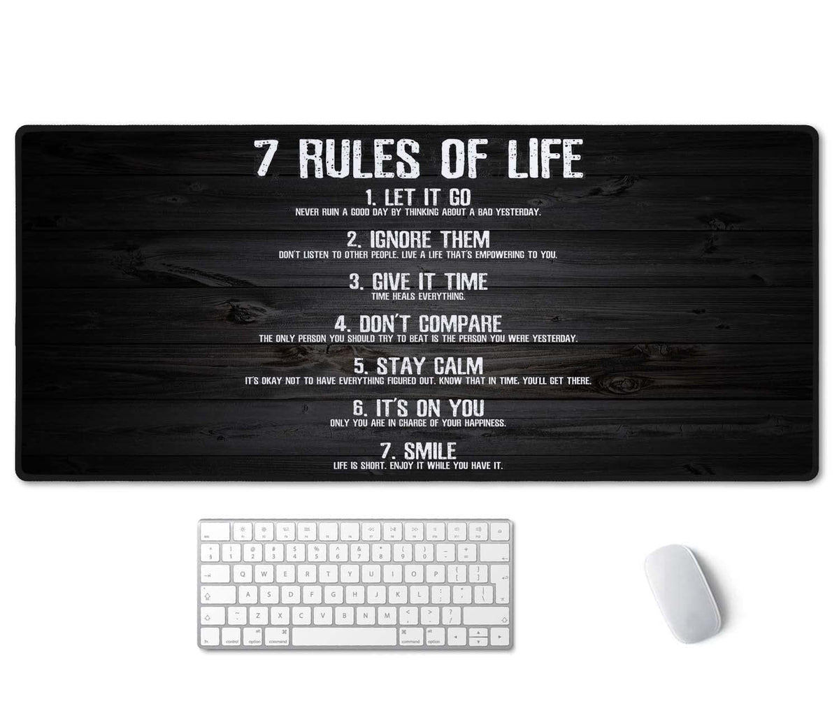 SSOIU 7 Rules of Life Motivational Quotes Mouse Pad 35.5 X 15.7 Inch XXL Full Desk Mousepad