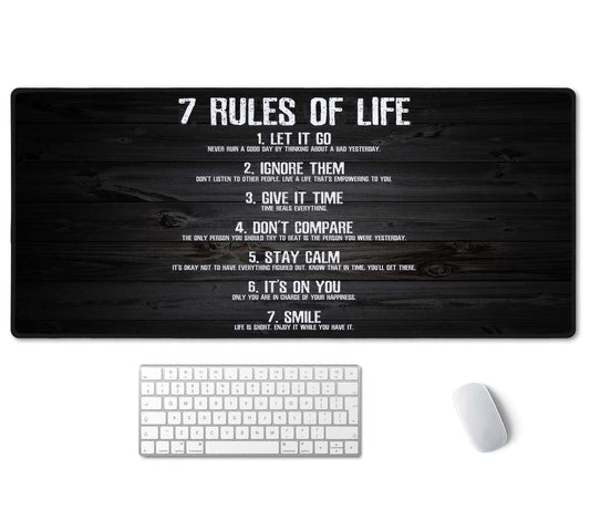 SSOIU 7 Rules of Life Motivational Quotes Mouse Pad 35.5 X 15.7 Inch XXL Full Desk Mousepad