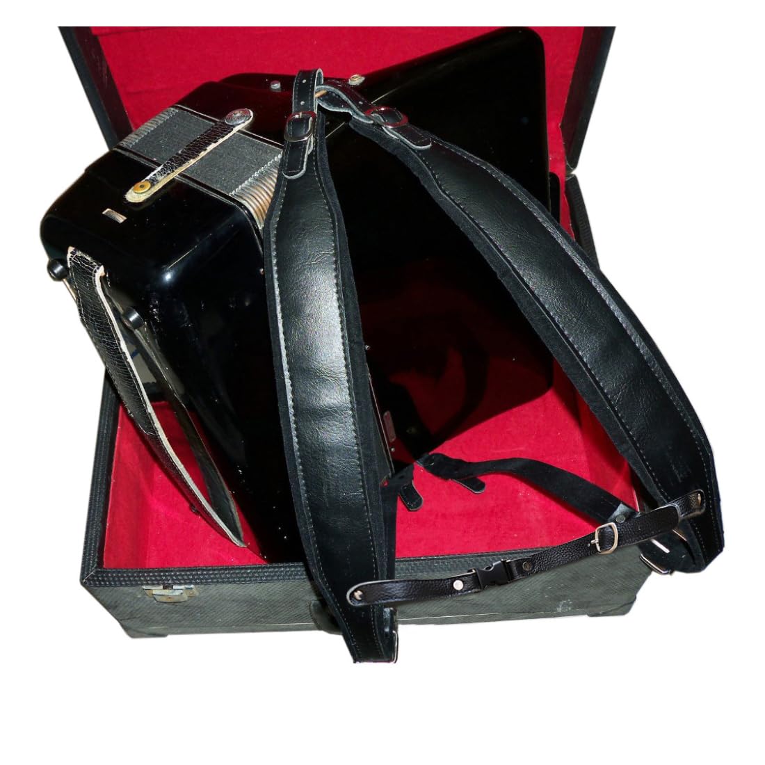 MUSIC FIRST Black Genuine Leather Super Wide Thick Comfortable 96 120 BASS Accordion Shoulder Strap