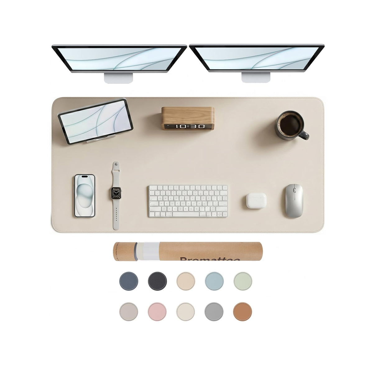PROMATTOO Large Desk Pad Non-Slip Desk Mat Protector for Keyboard Mouse Waterproof Vegan Leather