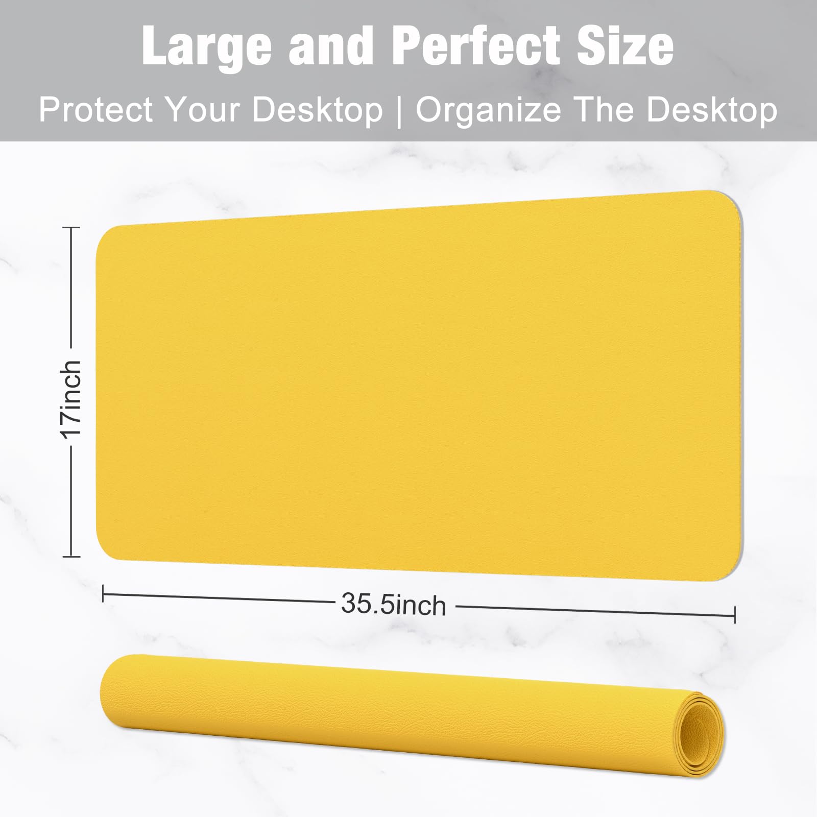 Hsurbtra Desk Pad, 35.5" x 17" PU Leather Desk Mat, XXL Extended Mouse Pad, Waterproof Desktop
