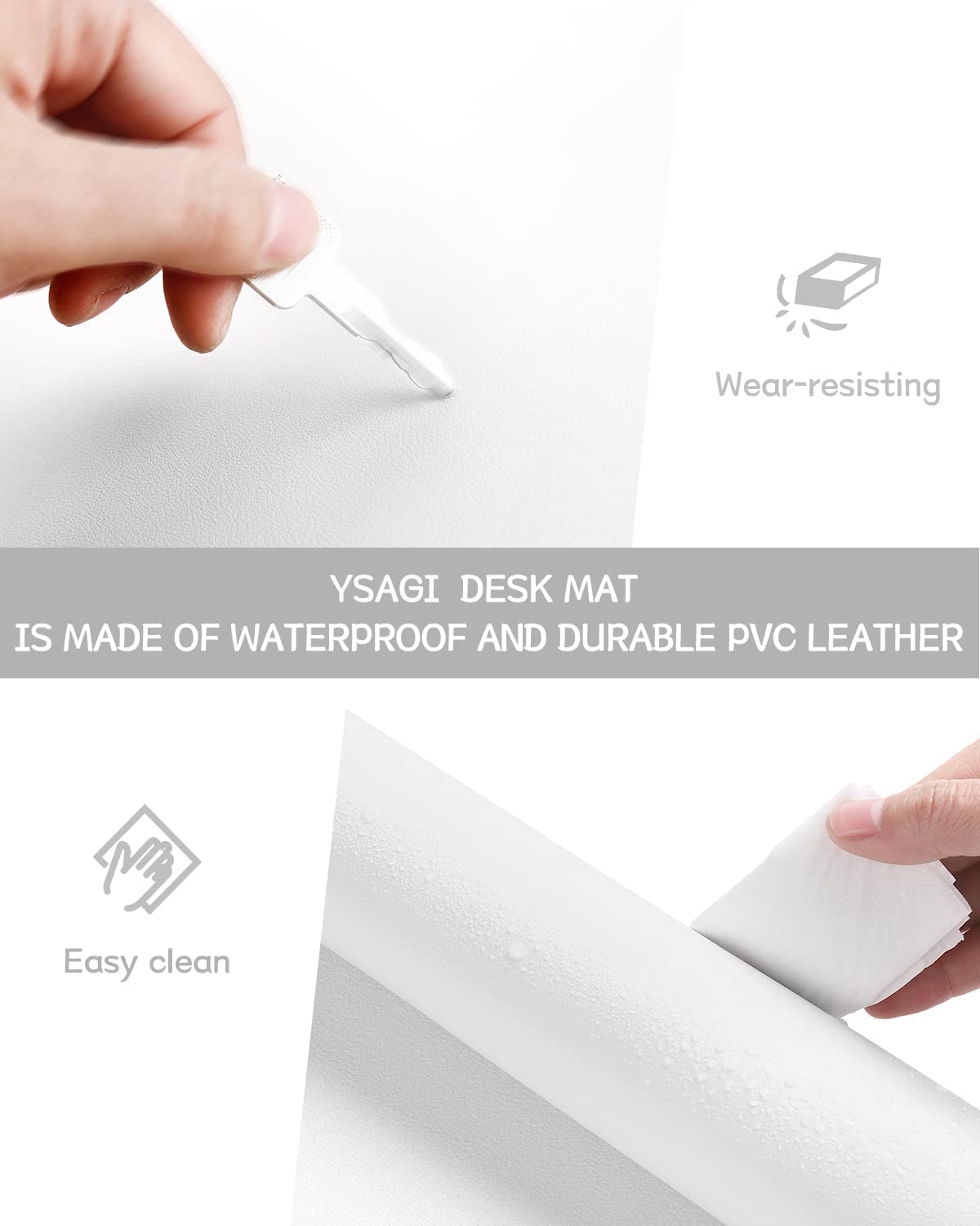 YSAGi Non-Slip Leather Desk Pad XL Size, Waterproof Laptop Computer Desk Keyboard Mat, Table
