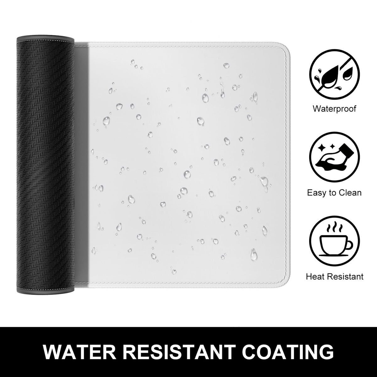 Hsurbtra Desk Pad, 32" x 16" Premium-Textured Desk Mat, Stitched Edge Anti-Slip Waterproof Rubber
