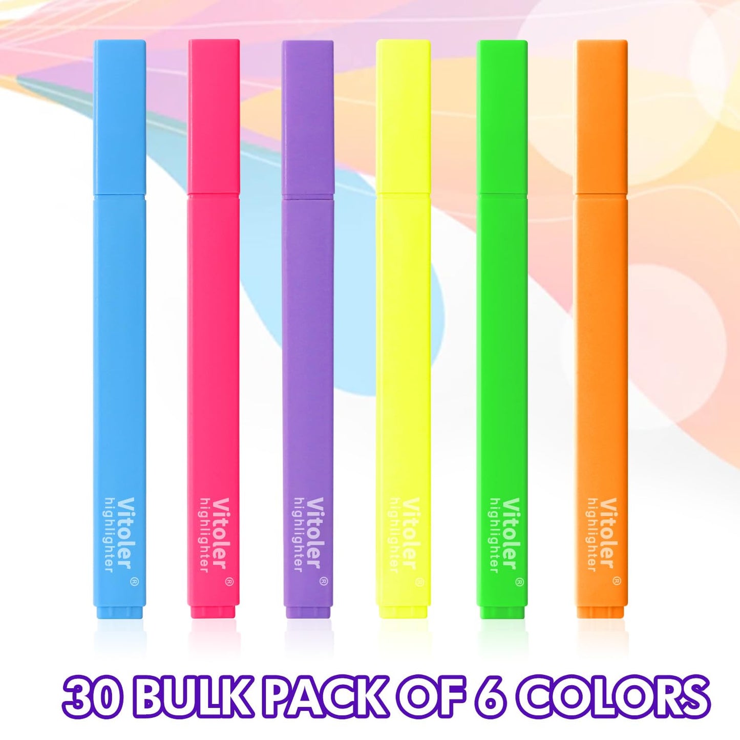 Vitoler Bulk Highlighters Assorted Colors, Chisel Tip Quick Dry 30PCS Pack