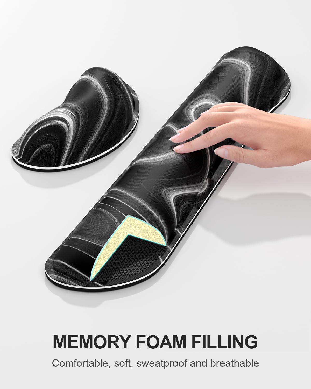 Auhoahsil Large Mouse Pad with Wrist Rests for Keyboard & Mouse, Thick Soft Ergonomic Memory Foam