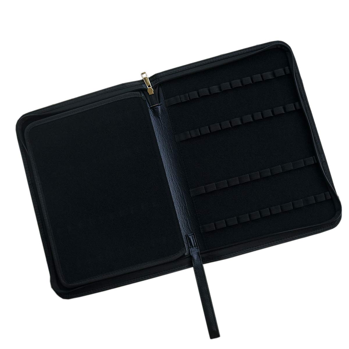 Lanxivi Large Capacity Fountain Pen Case PU Leather Black Color 48 Slots pen pouch bag
