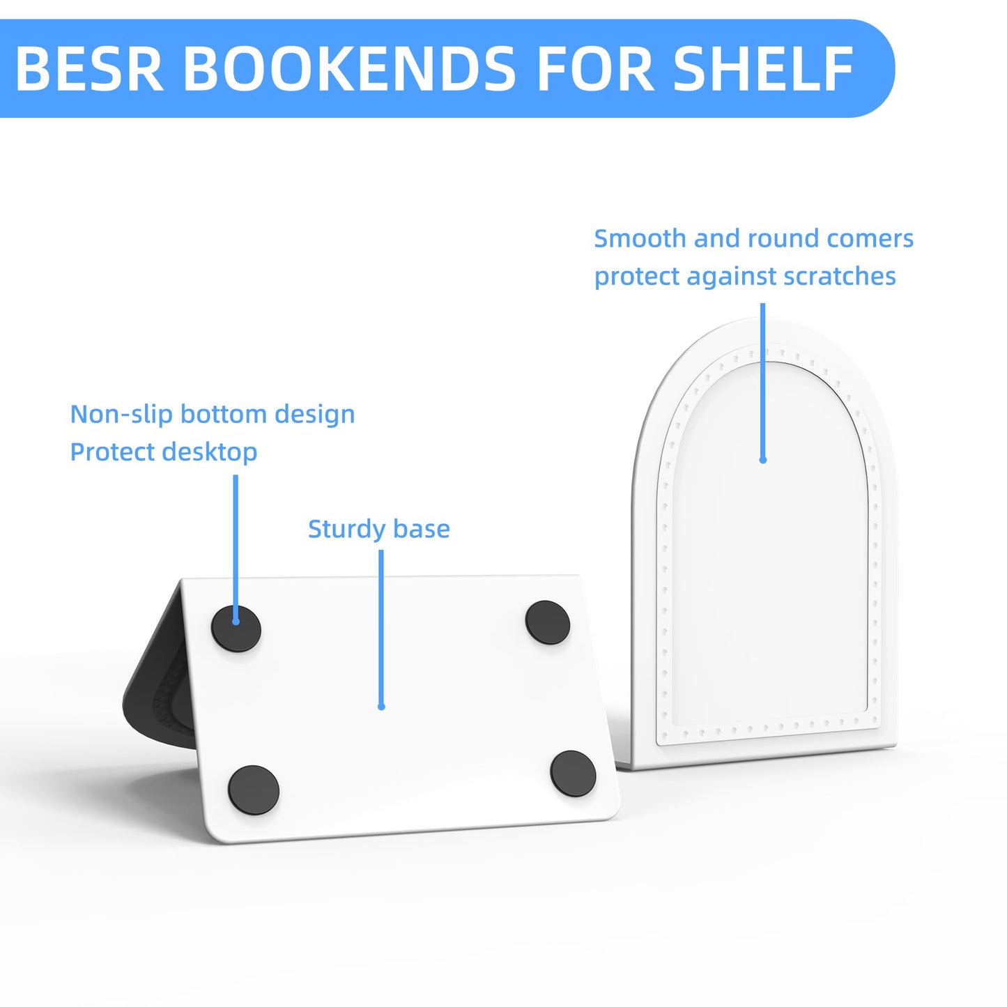 10 Pair Bookends Metal Book Ends Universal Economy Bookend (White, 10 Pair)
