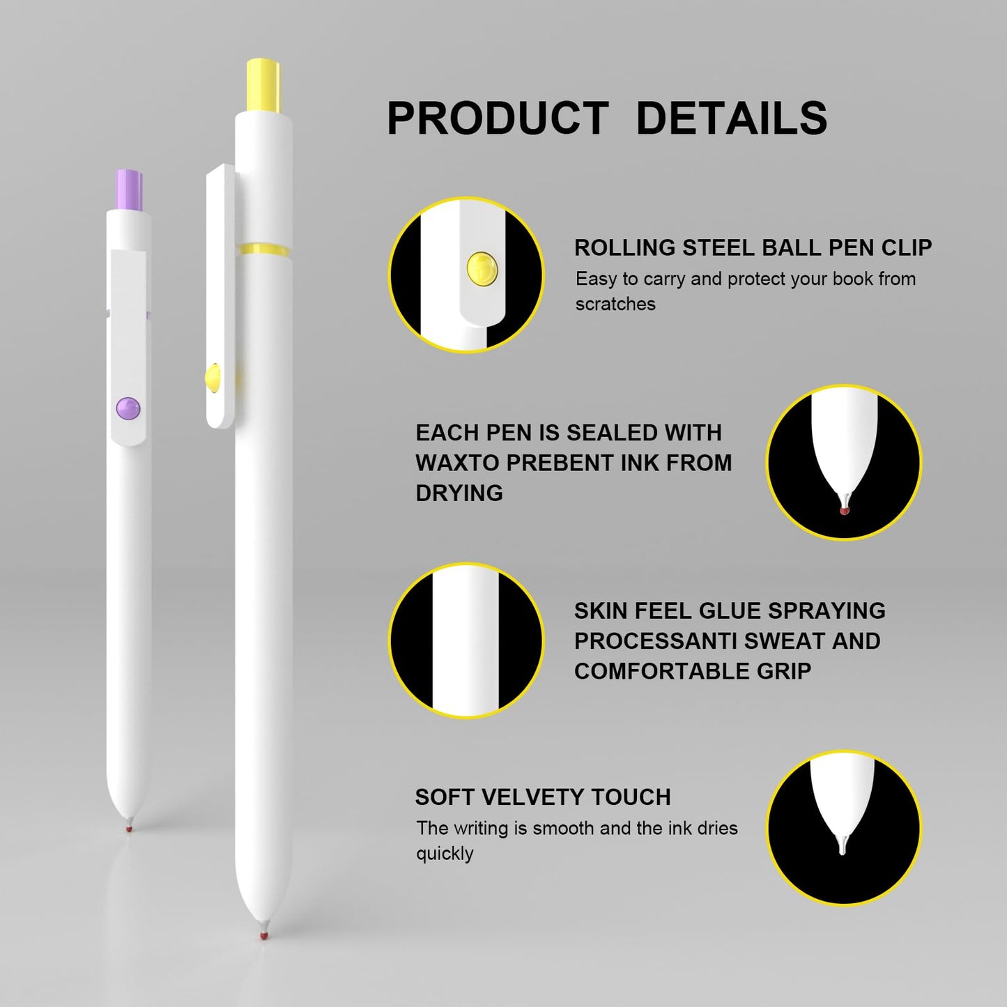 White Gel Pens,0.5mm Fine Point Tip,Quick Drying Ink, Aesthetic Cute Office School Supplies Gifts